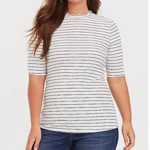 Torrid Marbled Mock Neck Striped Textured Short Sleeve